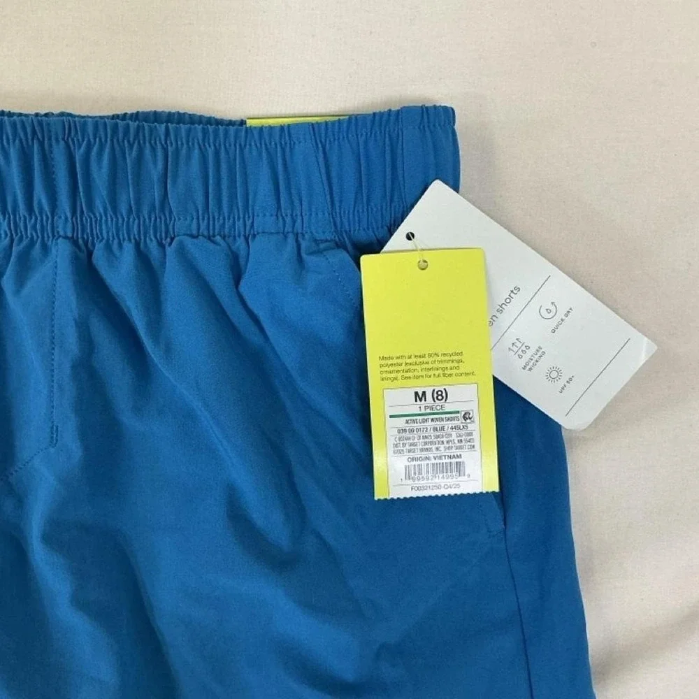 New with tags All in Motion boys active woven shorts in a bright blue color.